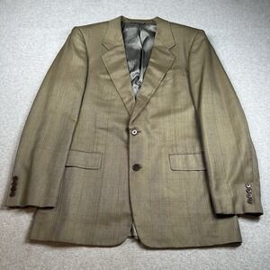 Gieves &‎ Hawkes VTG Wool Silk Herringbone Brown Green Blazer Sport Coat 42L UK
